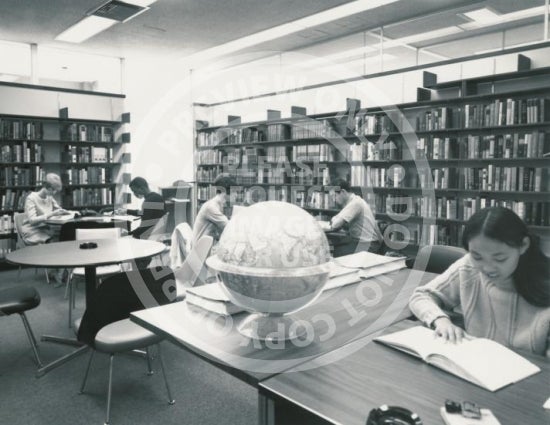 Students Studying in Research Library (c. 1980s)